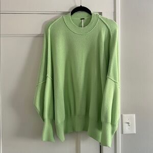 Free People Light Green Crew Neck Sweater